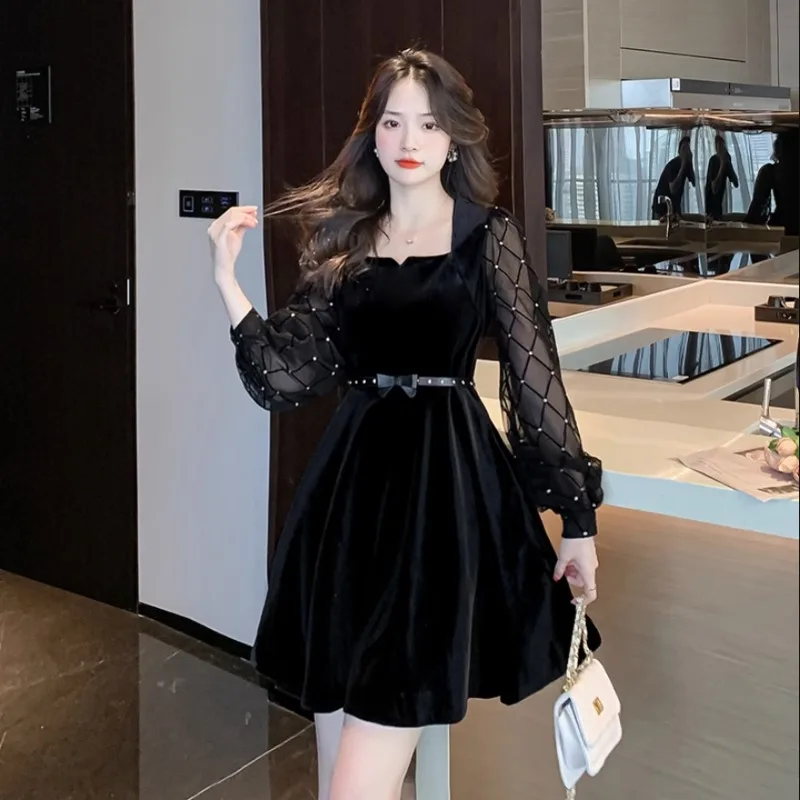 Splicing Dresses for Women on Sales Party Clothes Sale Clearance Elegant Chic Thic Pretty Evening Prom Woman Long Sleeve Dress