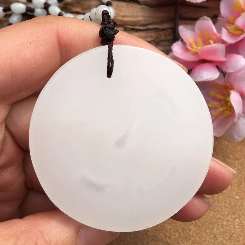 Direct Supply White Jade Dragon Necklace Hanfu Jade Accessories Debt-Paying Jade Natural Afghan White Jade Hollow Antique Dragon