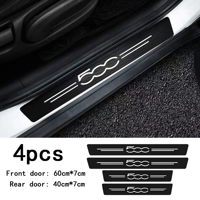 Car Door Sill Carbon Fiber Sticker Threshold Side Anti Scratch Tape Waterproof For Fiat 500 500C 2012 500X 500L Abarth 695