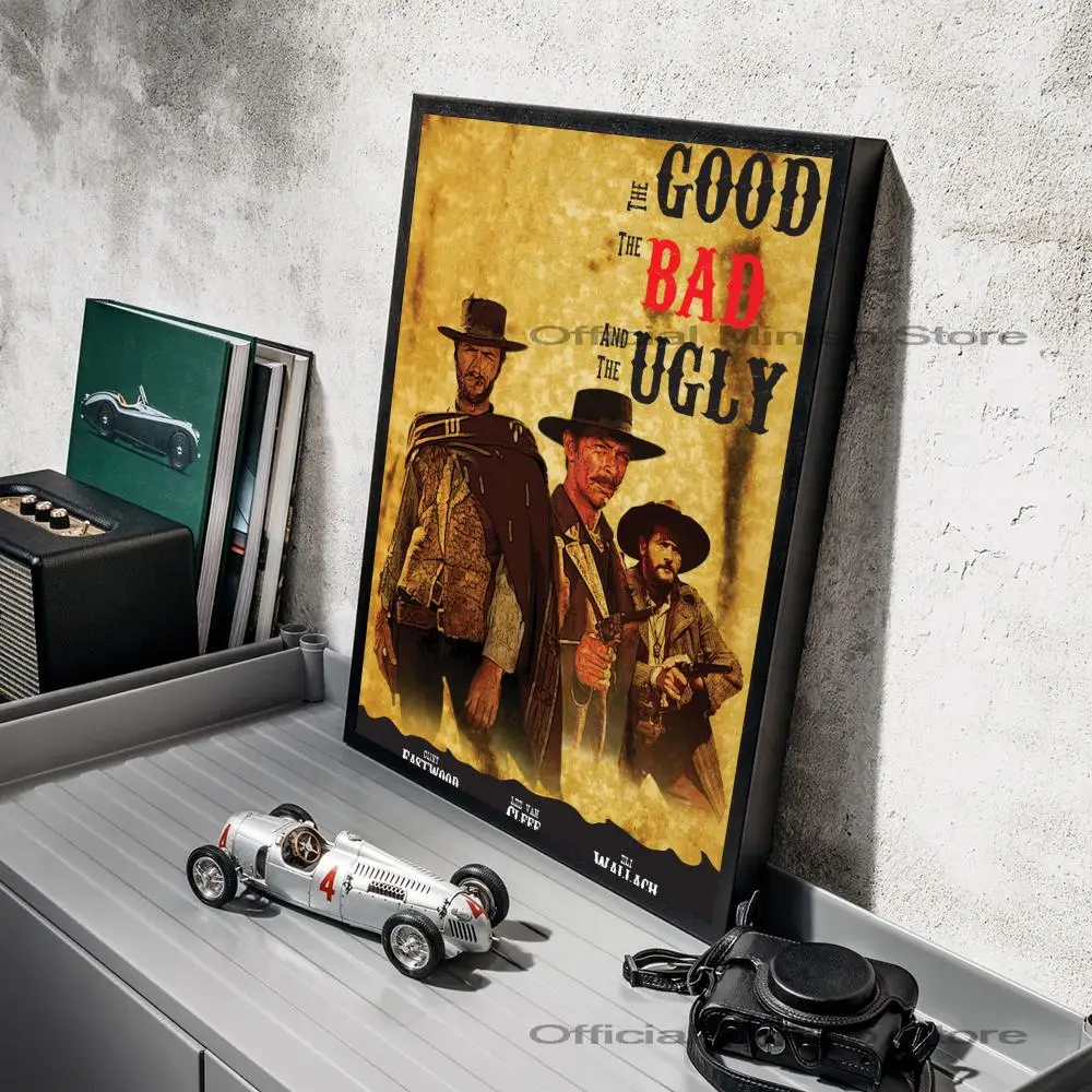 1pc Vintage The Good The Bad And The Ugly Poster Self-adhesive Art Waterproof Paper Sticker Coffee House Bar Room Wall Decor