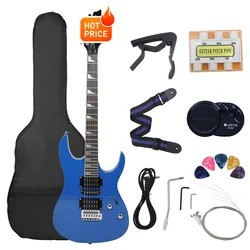 Guitarra eléctrica de 6 cuerdas y 24 trastes, cuerpo de arce, Guitarra eléctrica con bolsa, altavoz, piezas y accesorios de Guitarra necesarios
