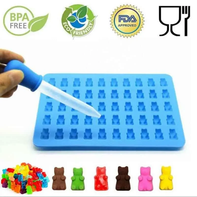 Silicone Forms  Mold Gummy Bear Shape  Mould Jelly  Cake Candy Trays With Dropper Rubber Chocolate Maker