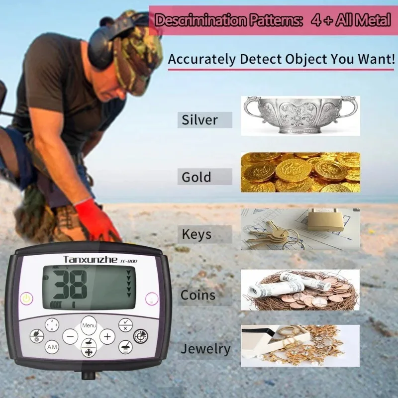 TC-800 Underground Metal Detector Depth Scanner Pinpointer High Sensitivity For Gold Sand Silver Dollar Beach Relic