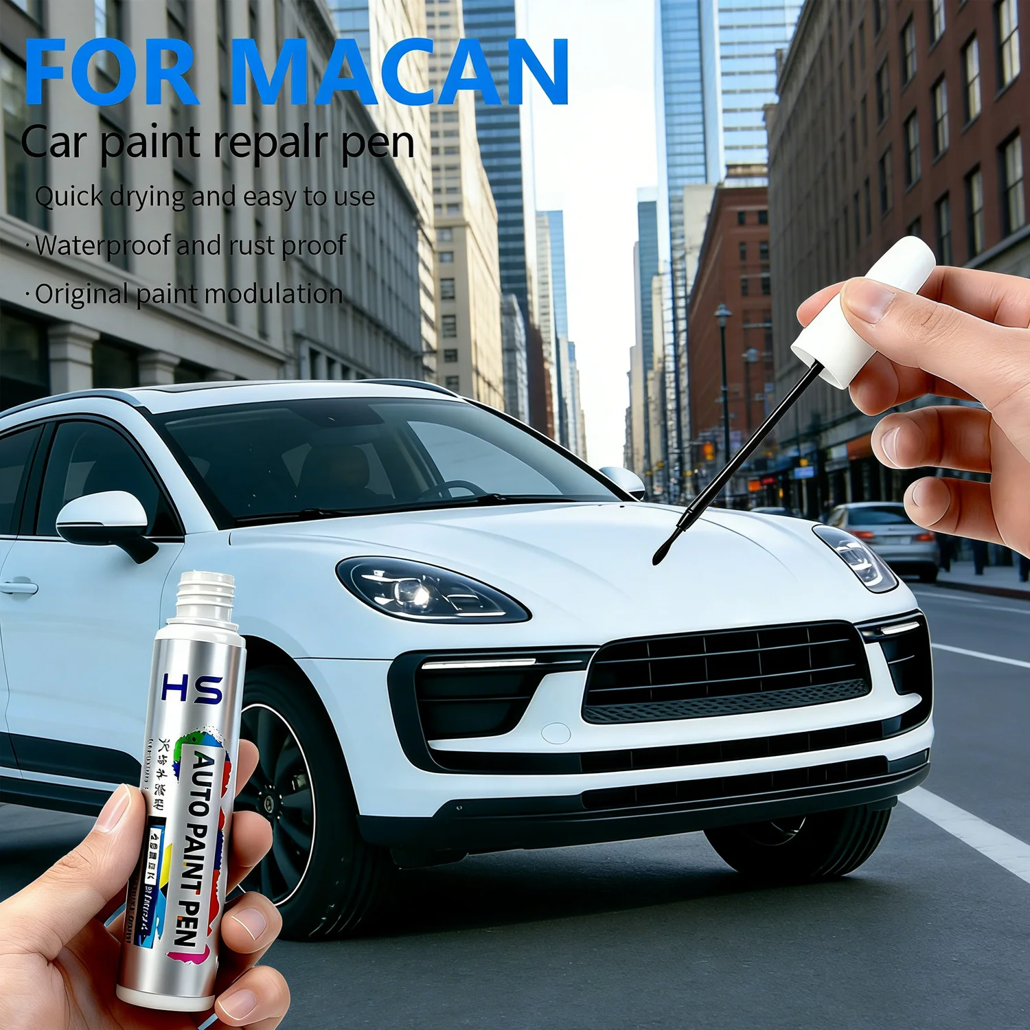 

Ручка-корректор для ремонта лакокрасочного покрытия Porsche Macan, средство для удаления царапин, аксессуары для авто DIY, цвета: синий, зеленый, белый, красный, черный, серый, доломитовый.