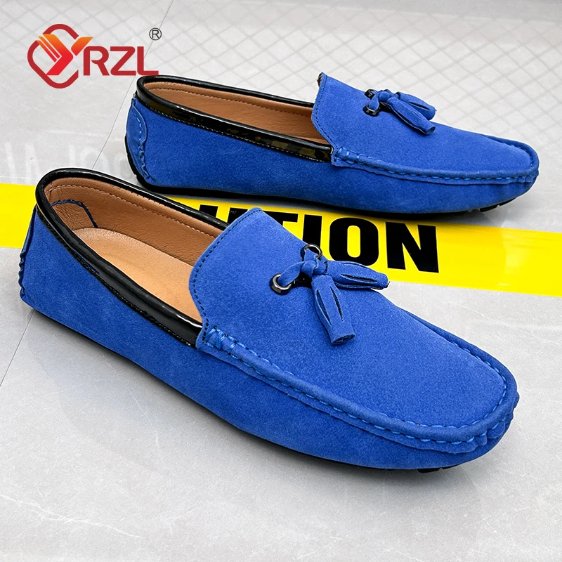 YRZL Men Suede Loafers Casual Shoes Comfortable Tassel Men Loafers Moccasins Breathable Slip on Big Size Driving Loafers for Men