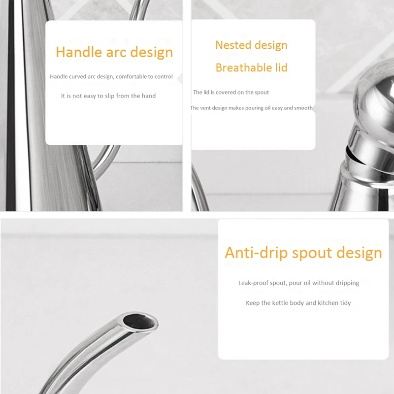 Dispensador de aceite de oliva de 350Ml, bote de acero inoxidable para cocina, contenedor de almacenamiento