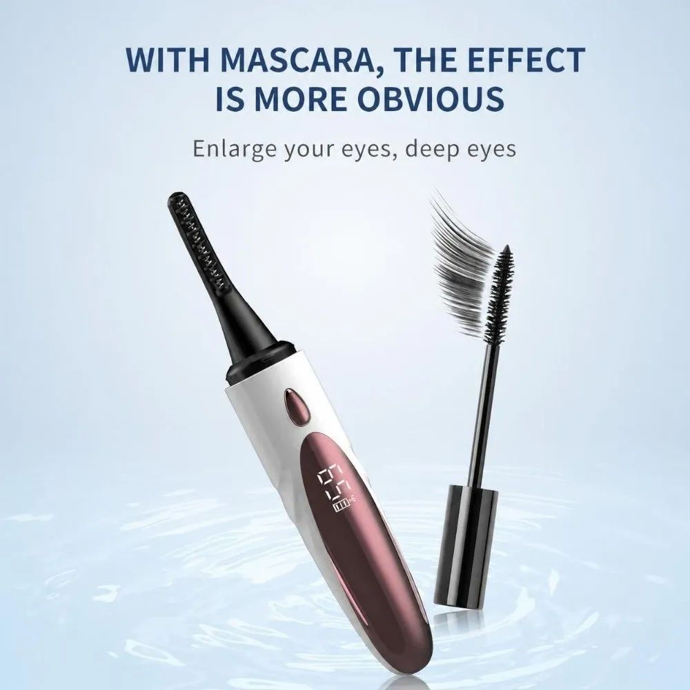 USB Rechargeable Electric Heated Eyelash Curler Quick Heating Lasting Makeup Lash Comb 4 Modes Digital Display Natural Curler