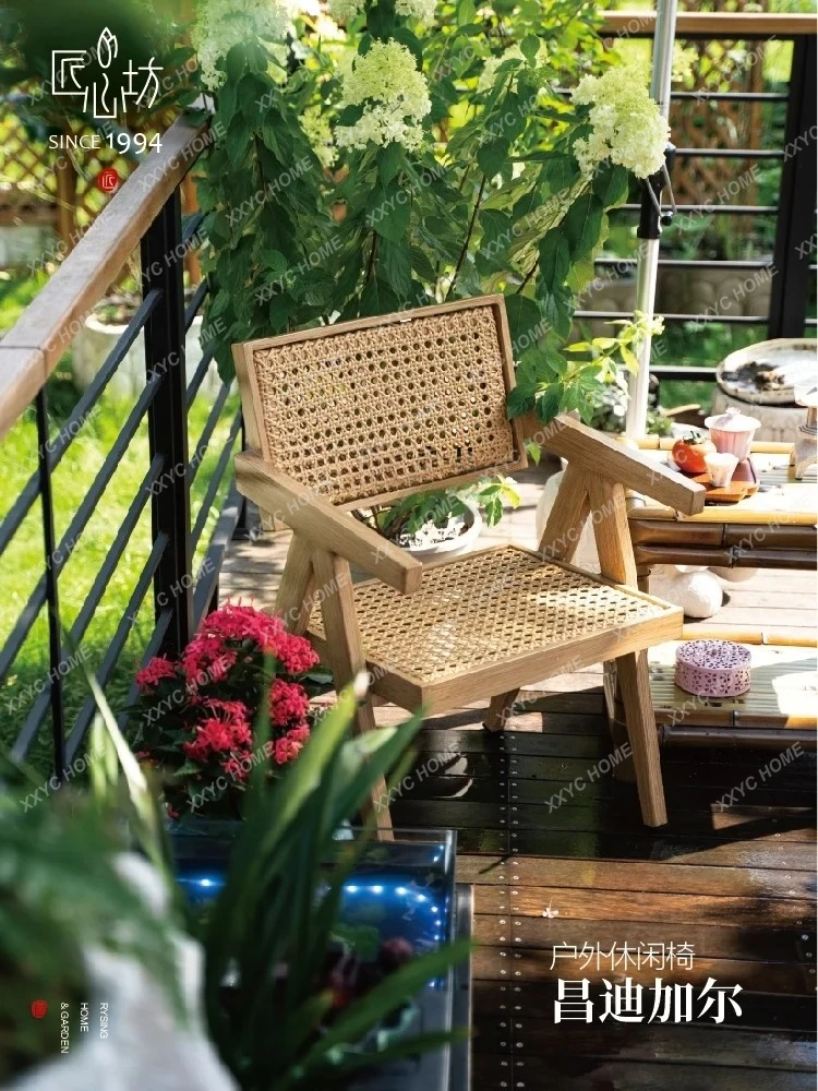 Chinese Courtyard Outdoor Aluminum Alloy Backrest Rattan Chair Chandigar Chair Outdoor