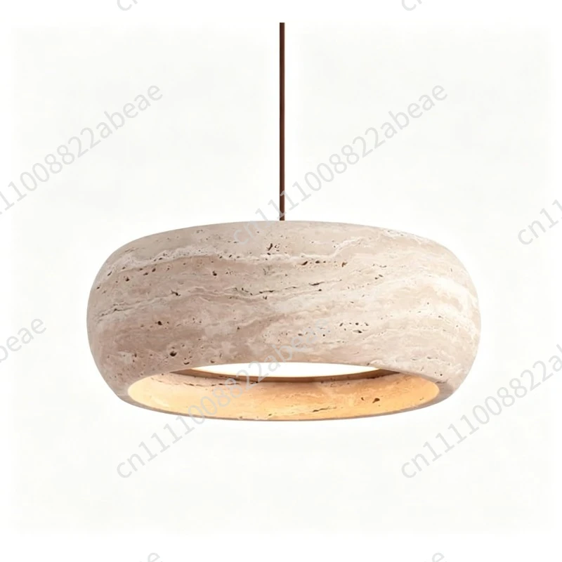Modern Pendant Light Adjustable Pendant Lights with Yellow Travertine Lampshade LED 18W 3 Color Dining Room Bedroom