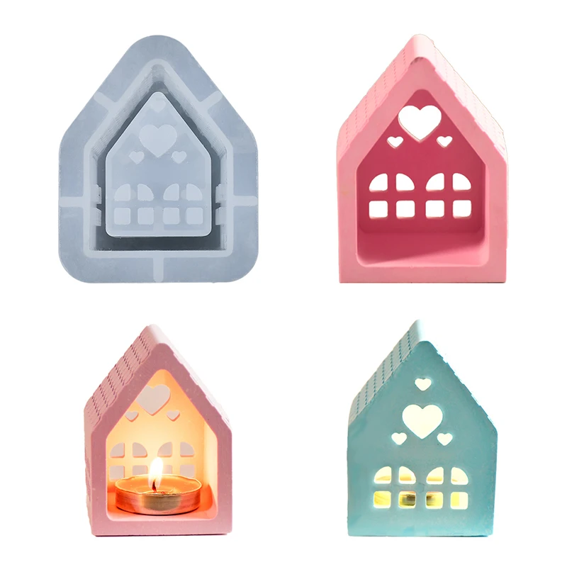 DIY House-Shaped Silicone Mold for Resin, Plaster, and Wax - Perfect for Candle Holders and Decorative Crafts