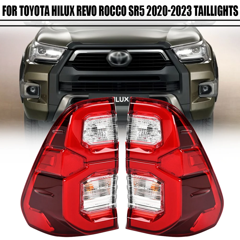 Left/Right Side Red Tail Lamp For Toyota Hilux Revo Rocco SR5 Pickup 2020 2021 2022 Rear Tail Light Brake Lamp with Wire Harne