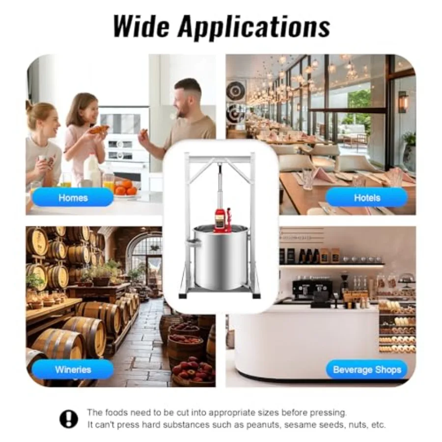 8,82 Gal 33L hydraulische fruitpers 3 ton fruitwijnpers met filteremmer Hydraulische krikpers Handpers met beugel H