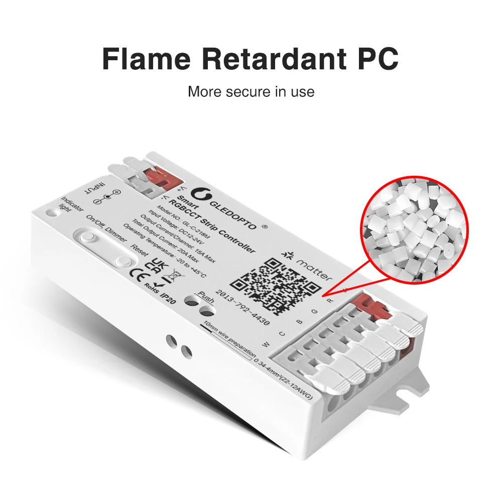 Matter WIFI RGBCCT Controller Smart LED Strip DC 12V 24V Dimmer Work with Apple HomeKIT Amazon Alexa Google Siri Voice Control