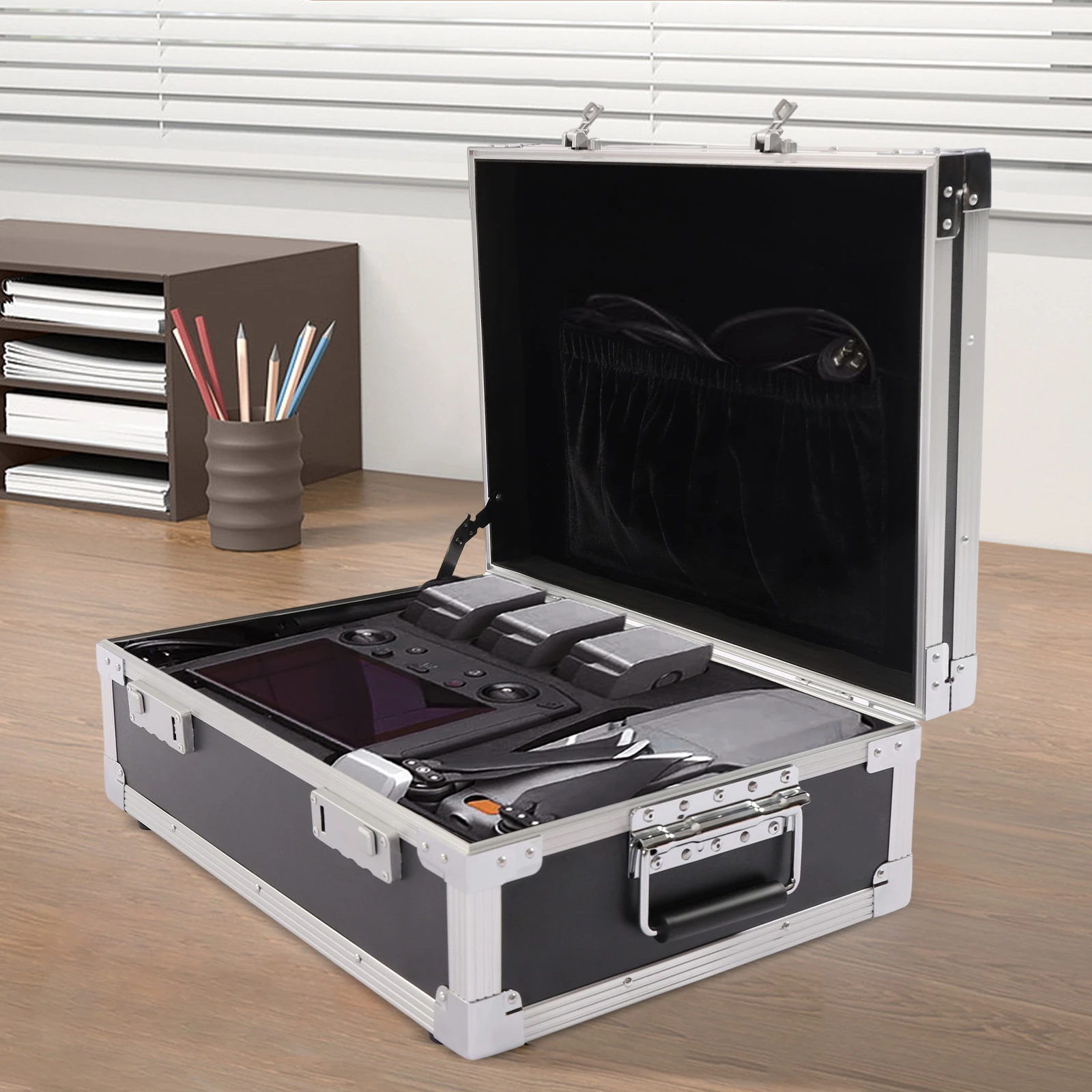 

Locking Storage Box Aluminum Trunk with Combination Lock Large Capacity Briefcase Security Box for Personal Cash Laptop