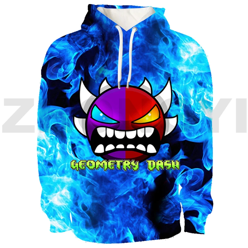 

High Guality Angry Geometry Dash Hoodies for Men and Women New Long Sleeve Sweatshirt Street Fashion Couple Clothes Pullovers