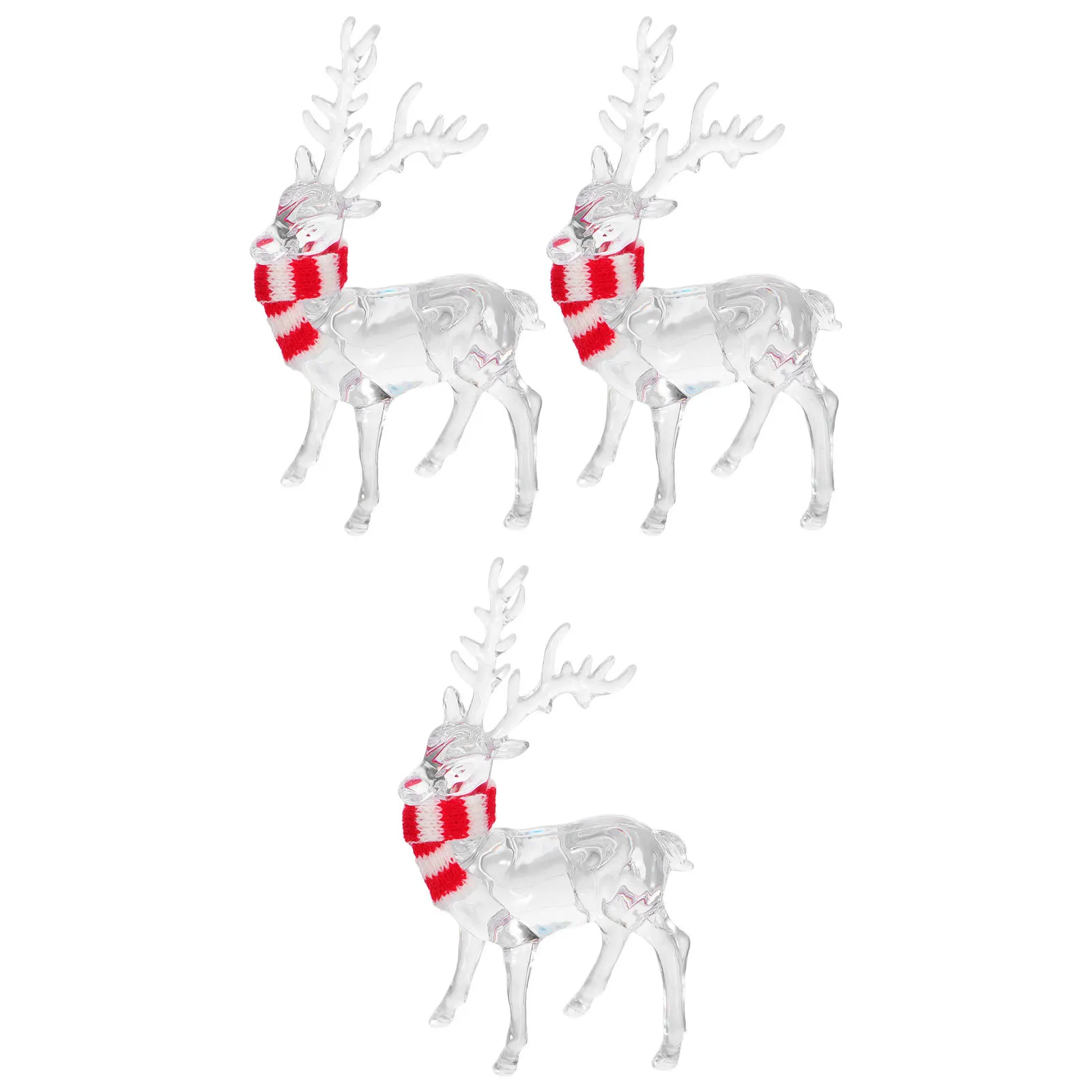 

3pcs Acrylic Reindeer Figurines Clear Deer Statues Christmas Tabletop Decor Holiday Centerpiece Elk Sculpture Party Supplies