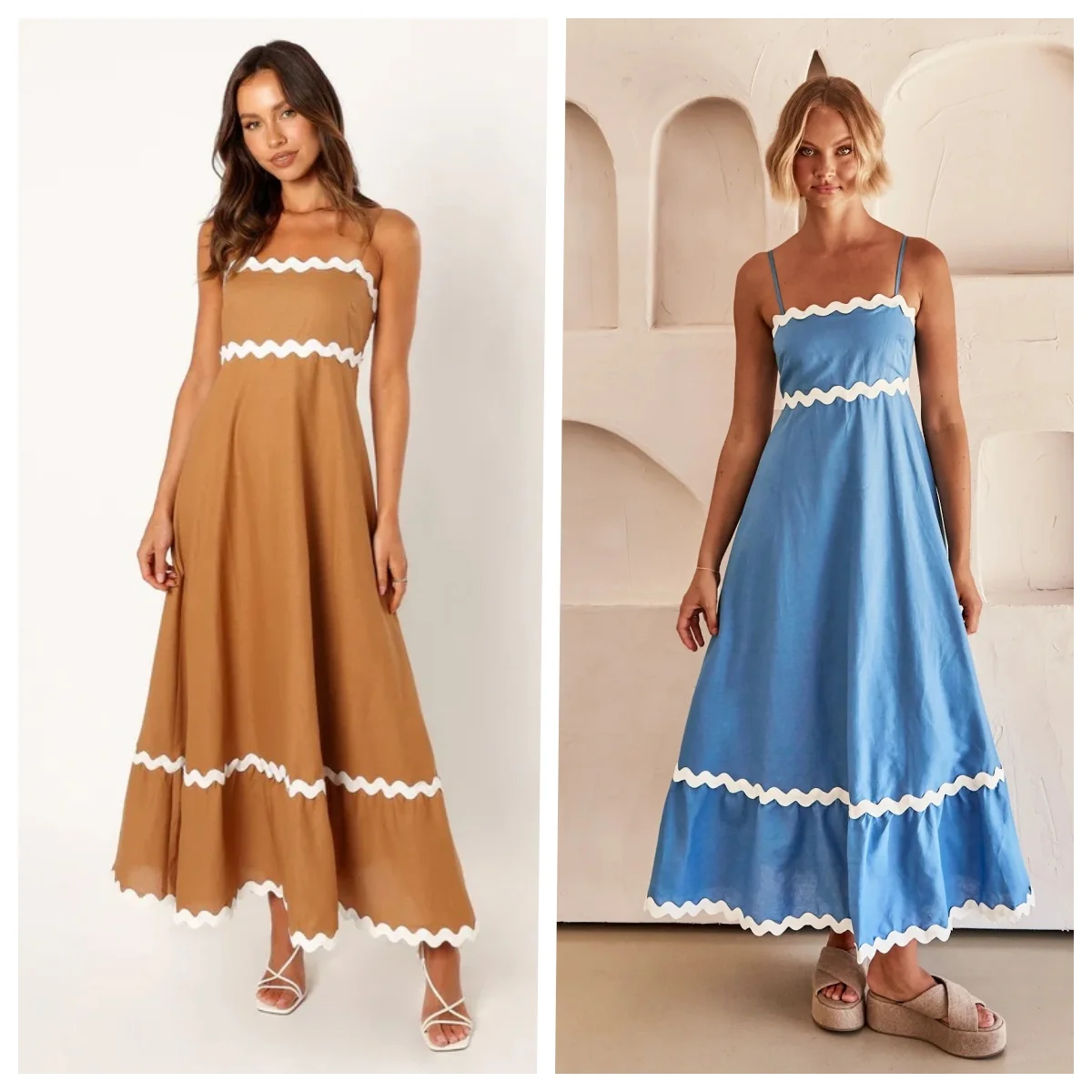 Wave Striped Spliced Holiday Long Dress Women Spaghetti Strap Sleeveless Backless Party Holiday Long Dresses Female Summer Beach