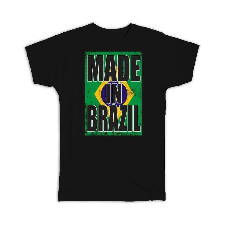 

Made In Brazil Flag Retro Artistic Brazilian Expat Country T shirt