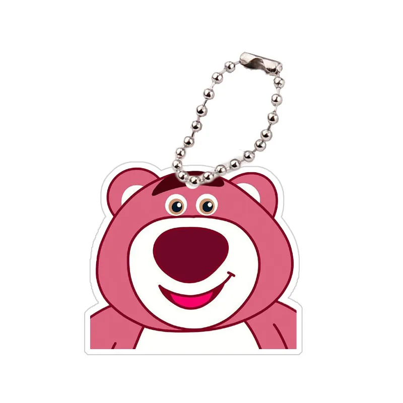 Disney Strawberry Bear Acrylic Key Chain Exquisite Cartoon Doll Figure Cute Anime Schoolbag Pendant Decoration Small Gift Girls