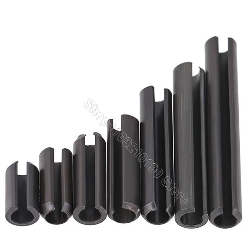 1-100pcs M1.5 M2 M2.5 M3 M4 M5 M6 M8 M10 M12 Black Spring-Type Straight Pins Steel Spring Elastic Cylindrical Cotter Pin Dowel