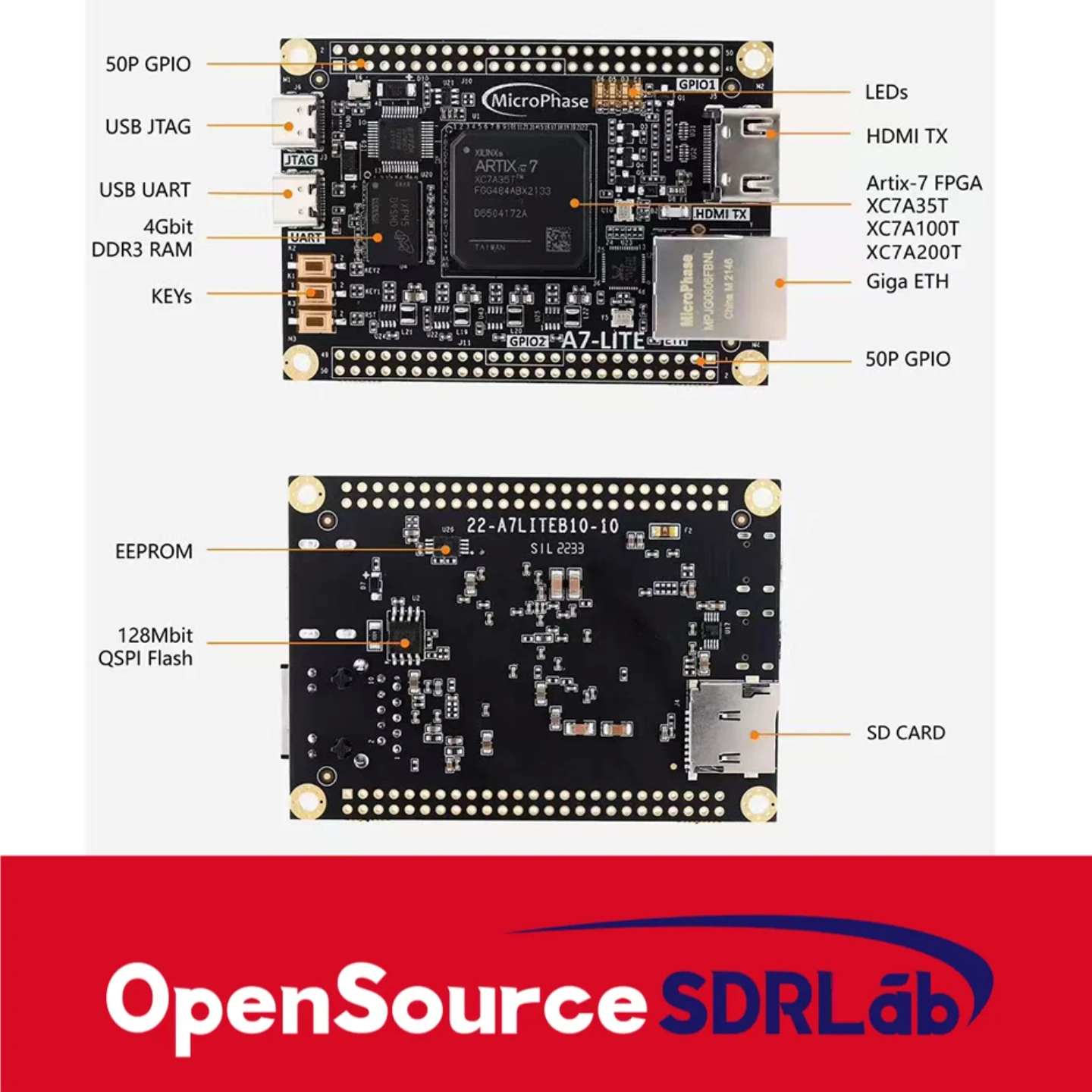 OpenSourceSDRLab XILINX Artix7 لوحة النواة XC7A100T XC7A200T A7 Lite لوحة تطوير FPGA #3