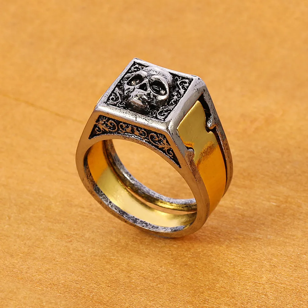 Skull Ring Secret Compartment Vintage Punk Jewelry Retro Alloy Band For Men Women Unique Cool Rings Halloween Party