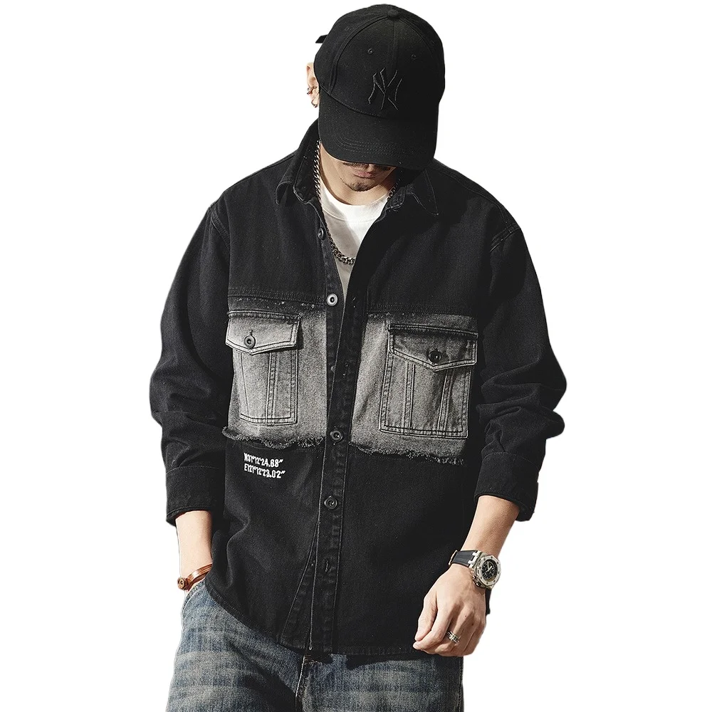 

Plus Size 7XL 6XL Washed Denim Shirts Men Streetwear Fashion Oversize Loose Casual Long Sleeve Spring Autumn Jeans Shirt Coat