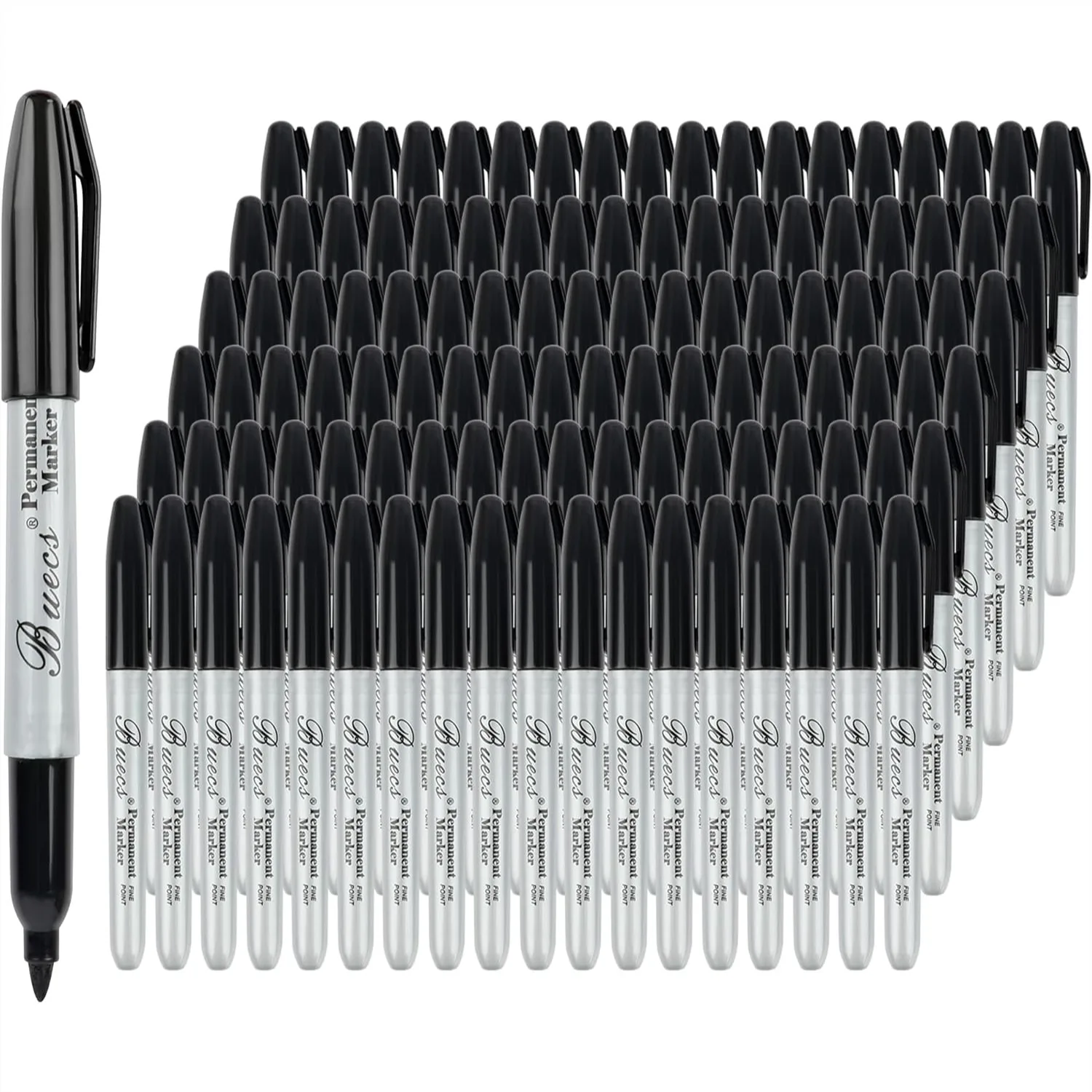 

Permanent Markers, 200 Count Black Fine Point Quick Drying Waterproof Markers for Office School Home