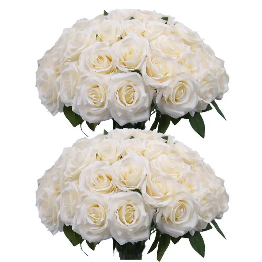 

Rose Artificial Flowers Artificial Rose Fake Rose Silk Rose Real Looking Fake Flowers with Stems for DIY Wedding Bouquets Tables