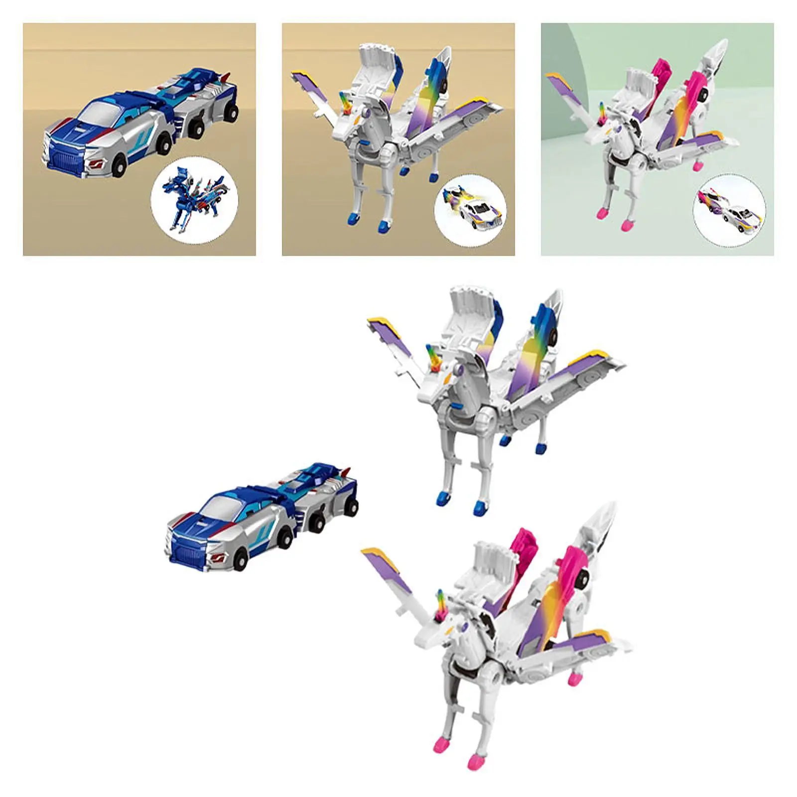 ชุดของเล่นรถแปลงร่าง 2 คัน ของเล่นเสริมพัฒนาการแบบพกพา หุ่นยนต์แปลงร่าง ชุดรถแปลงร่างหุ่นยนต์สำหรับเด็ก