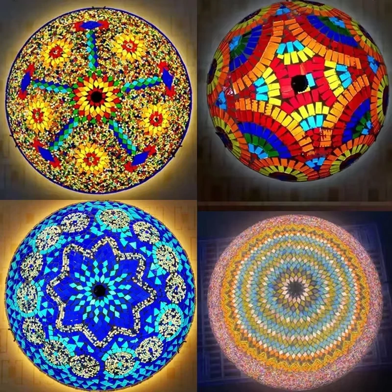 Mediterranean Ceiling Lamp for Living Room Bedroom Chandelier Home Luminaria Decor Tiffany Stained Glass Light Lighting Fixtures