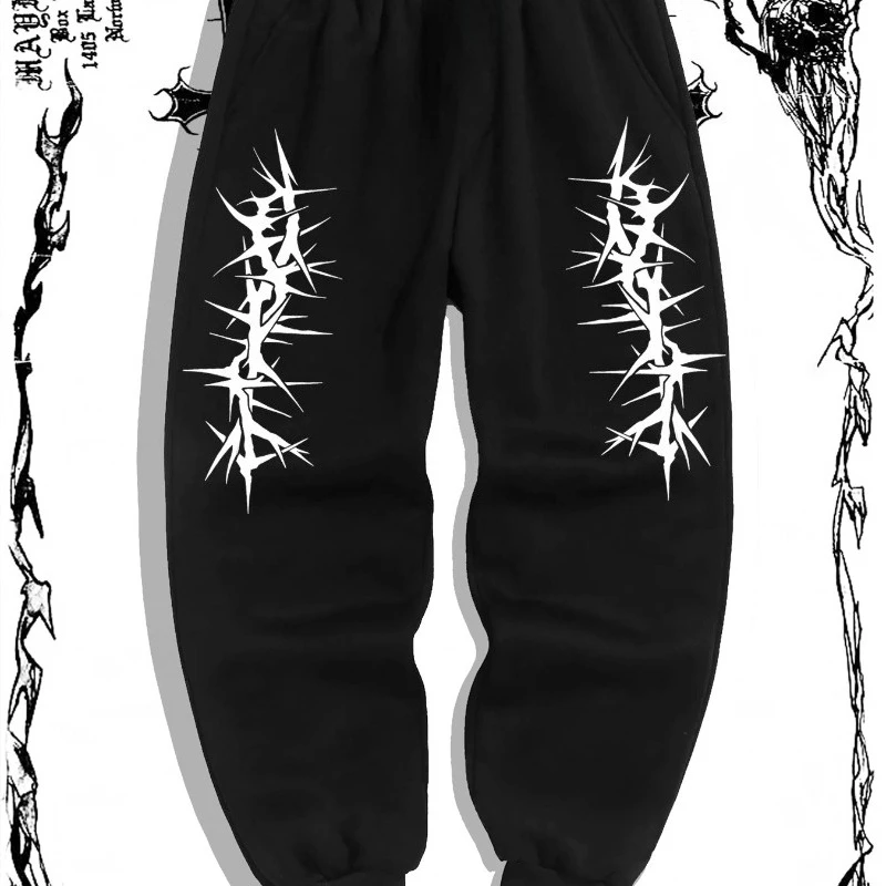 

Осенне-зимние популярные мужские повседневные спортивные спортивные брюки из ротанга в готическом стиле