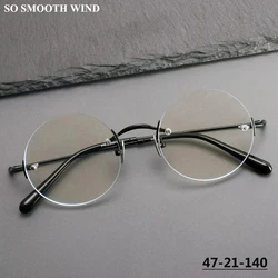 Pure Titanium Round Rimless Glasses Frame for Men Women Retro Eyeglasses Spectacles Frameless Small Faces Eyewear Fashion Rim