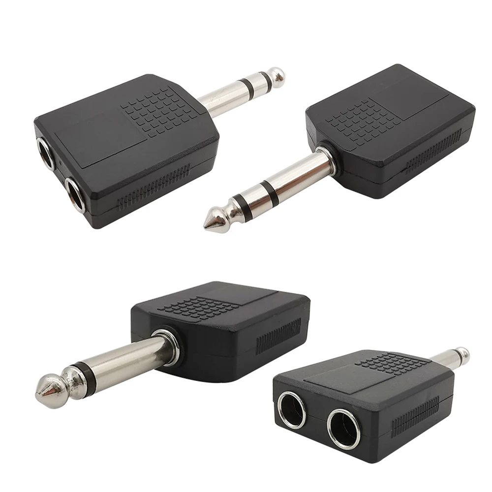 

Nku 1/4" TS Mono TRS Stereo Audio Jack Plug Adapter 6.35 mm Male to Dual 6.35mm Female Headphone Microphone Y Splitter Converter