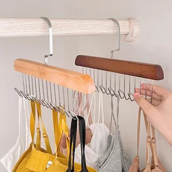 Household 8Hook Hangers Drying Socks Trouser Scarf Storage Necktie Sling Bra Underwear Wooden Hanger Wardrobe Clothes Organizer