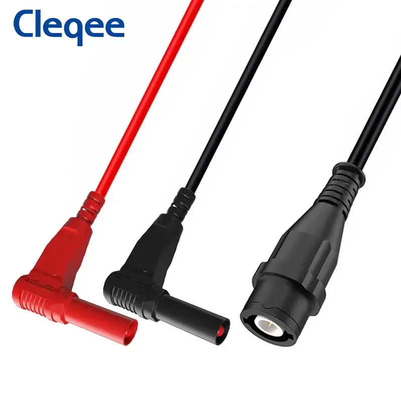 Cleqee p1207 bnc macho plug para 4mm ângulo direito banana plugues cabo coaxial osciloscópio teste de chumbo 120cm