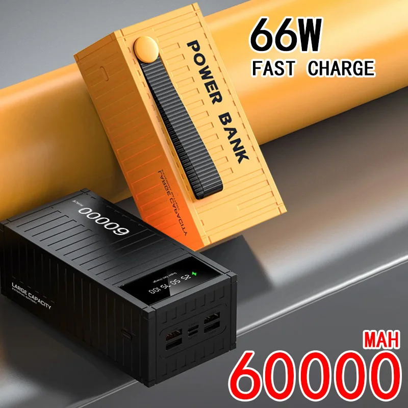 60000mAh 66W fast charging Auxiliary Battery Large Capacity Power Bank ,Big Power Bank Container for Outdoor&Portable Travel