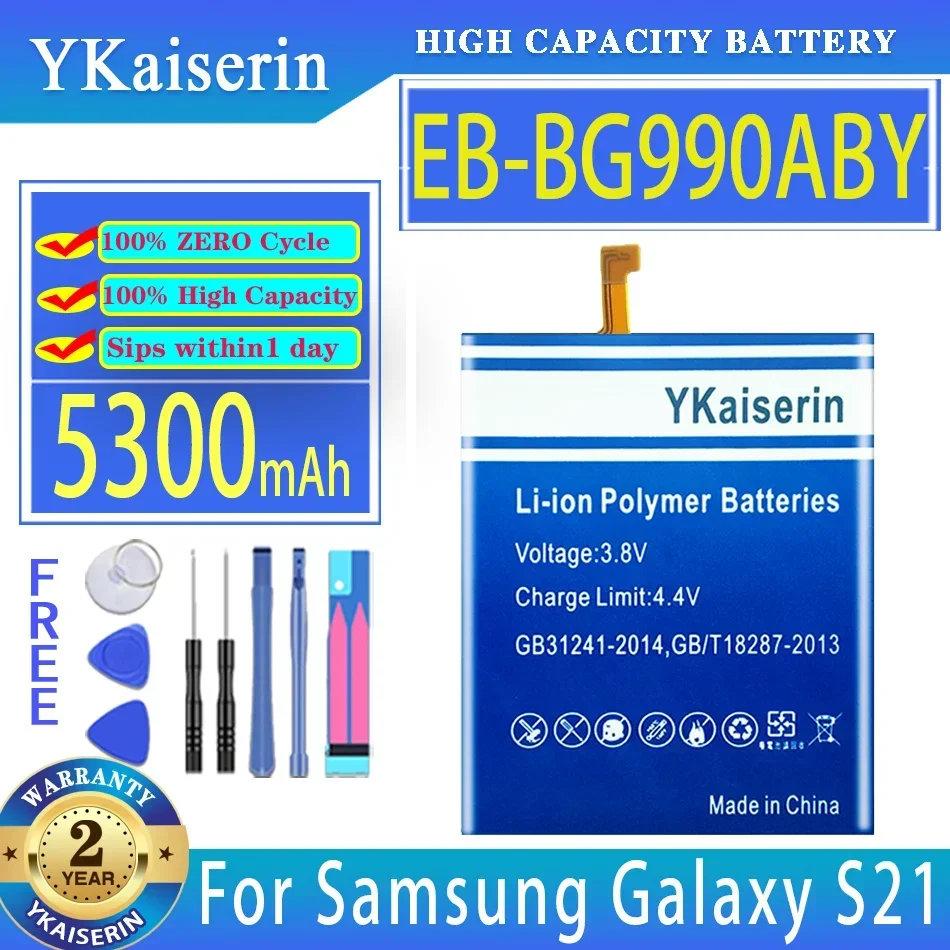 YKaiserin 5300mAh Replacement Battery EB-BG990ABY For Samsung Galaxy S21 FE 5G SM-G990 Moile Phone