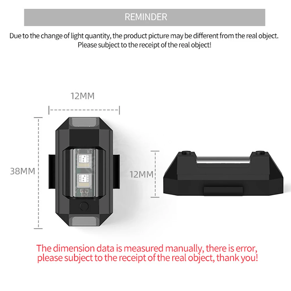 범용 경고등 드론 야간 경고등, 자전거 오토바이 충돌 방지 미니 신호등, 7 색 방향 지시등