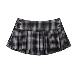 Vintage Plaid Mini Skirt Women Y2k Japanese Sexy Low Waist Pleated Short Skirts Summer Preppy Jk Korean All Match A Line Faldas