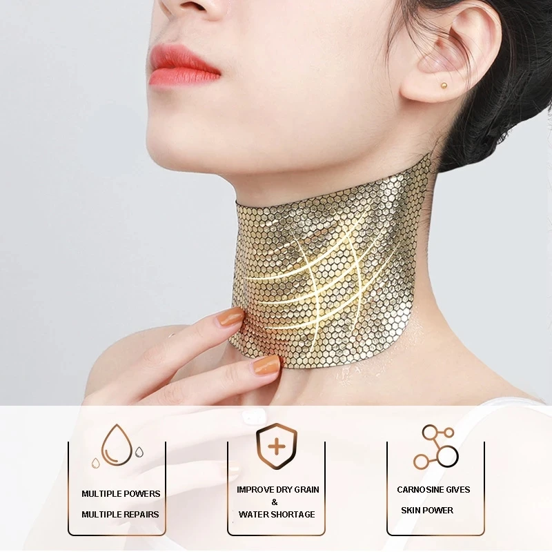 Golden Honeycomb Neck Mask Hydrating Whitening Collagen Neck Patch Anti-Wrinkle Anti-Aging Neck Lift Firming Skin Care 5pcs