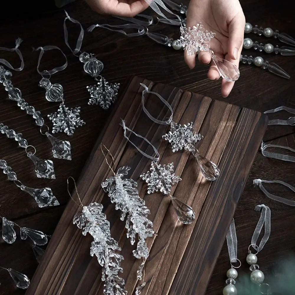 

Transparent Christmas Hanging Pendants Acrylic Snow Beads Star Drop Ornaments Party Supplies Festival Favors