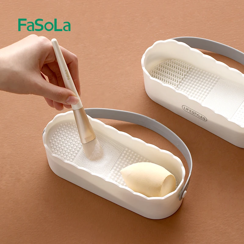 FaSoLa Multifunctional Brush Washing Box with Integrated Cleaning and Drying Silicone Bristles Makeup Brush Cleaner