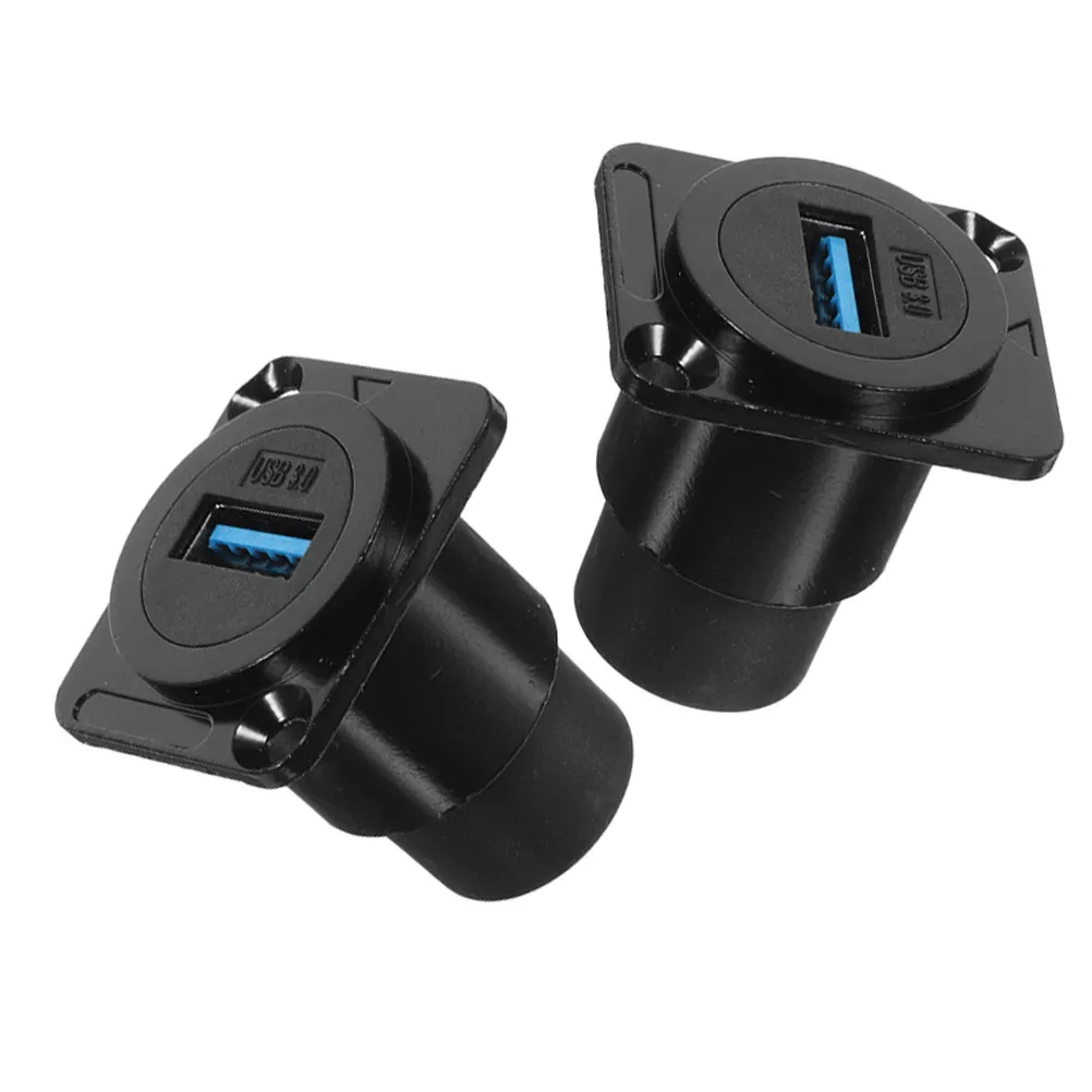 2Pcs Panel Mount Socket Straight Terminal Dual Head D-Type High USB Bulkhead Coupler Adapter