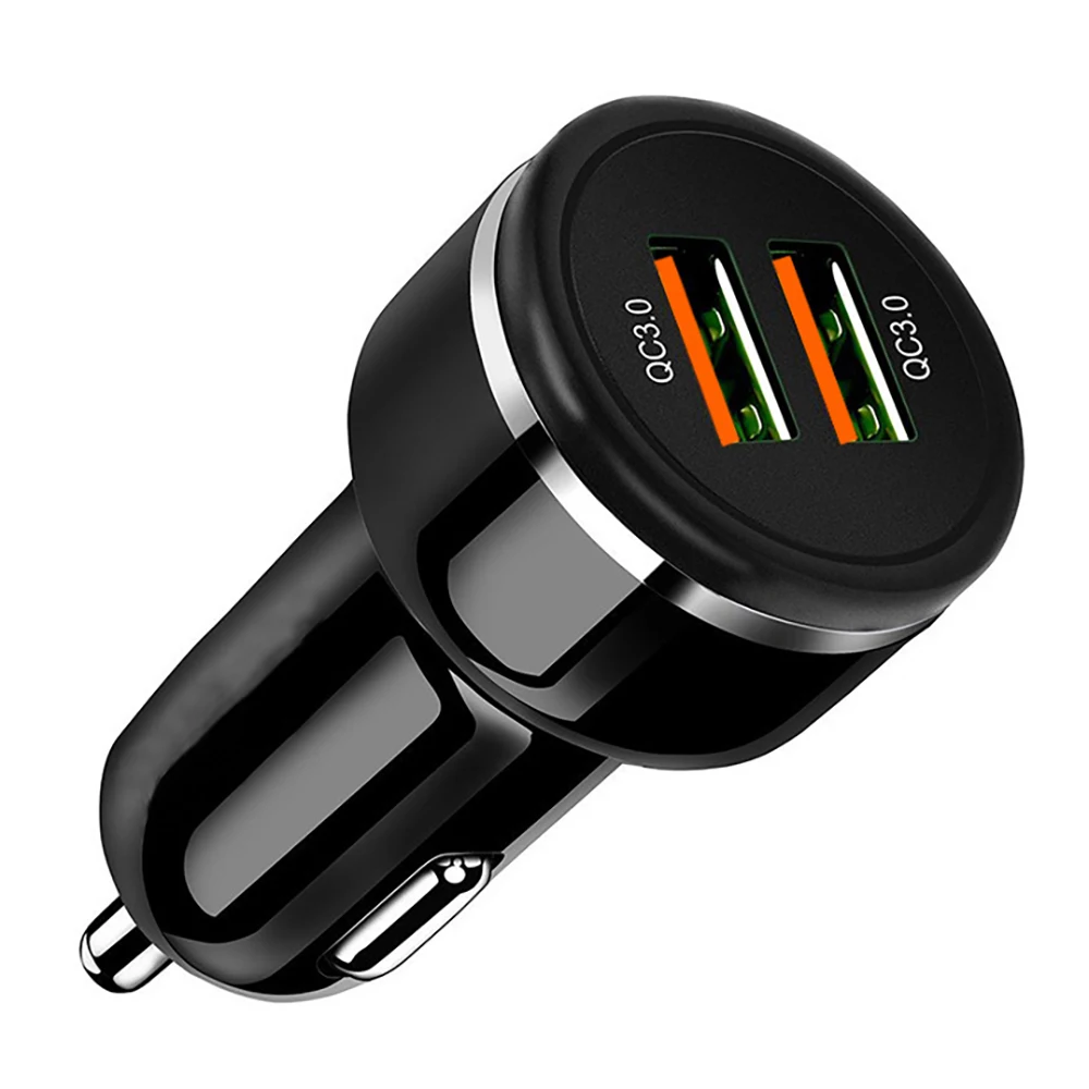 

24W Dual QC3.0 USB Car Charger LED Fast Charging Plug Quick Phone Charge Adapter for iPhone 12 Samsung S9 S10 Xiaomi 10