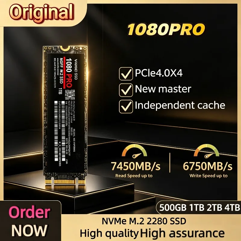 100% 오리지널 1080PRO, 1TB, 2TB, 4TB 옵션 제공, PCIe 4.0 NVMe M.2 2280 SSD, 게임 및 생산성 향상을 위한 빠른 데이터 전송