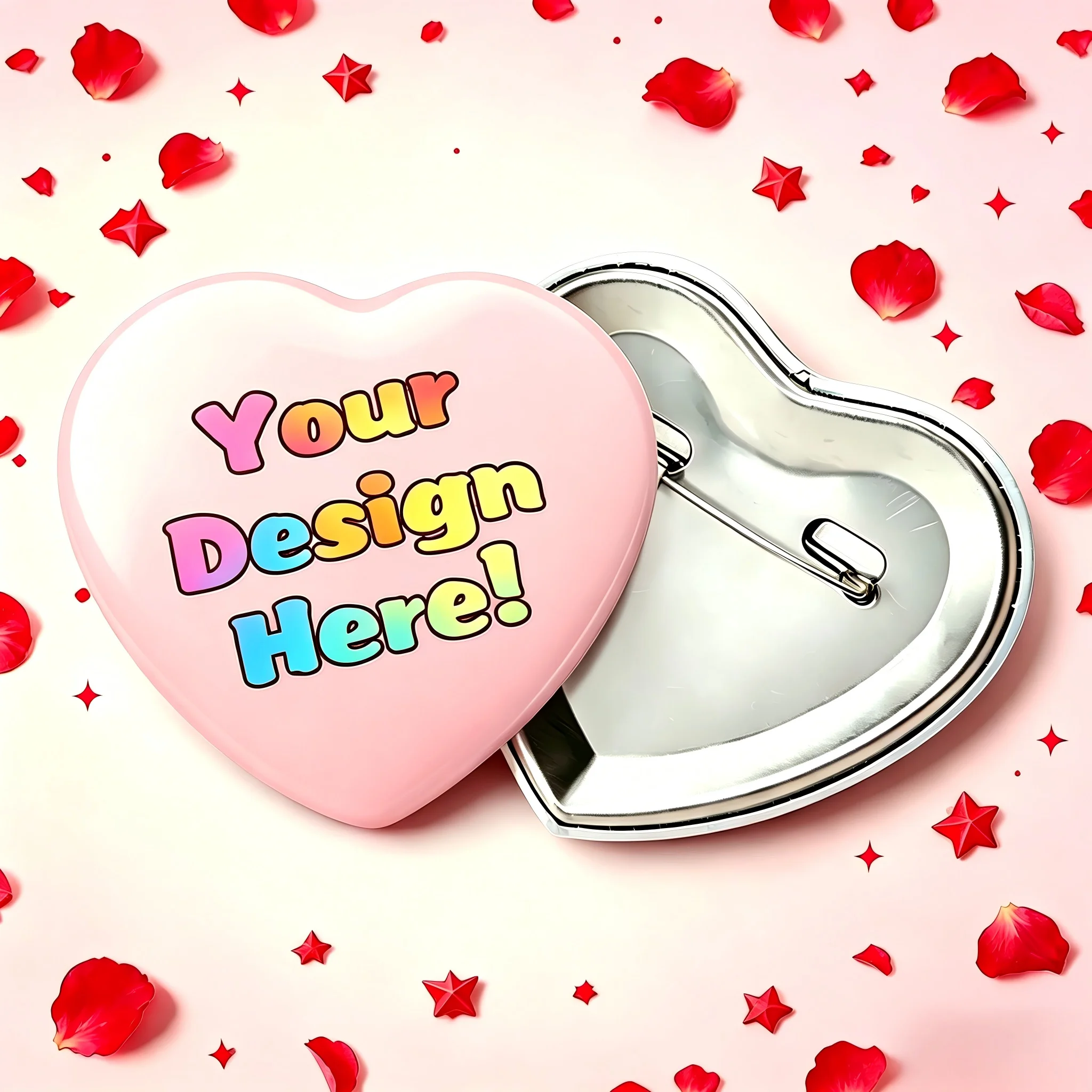 Custom Heart-Shaped Tinplate Pins Personalized Text Pattern Logo Printing Metal Badge Brooch Children And Friends Gift Wholesale