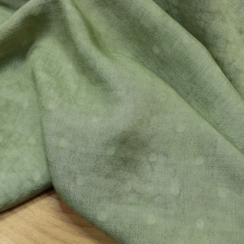 Natural silk tussah polka dot jacquard dirty dyeing art stir-fried color fabric nostalgic clothing designer