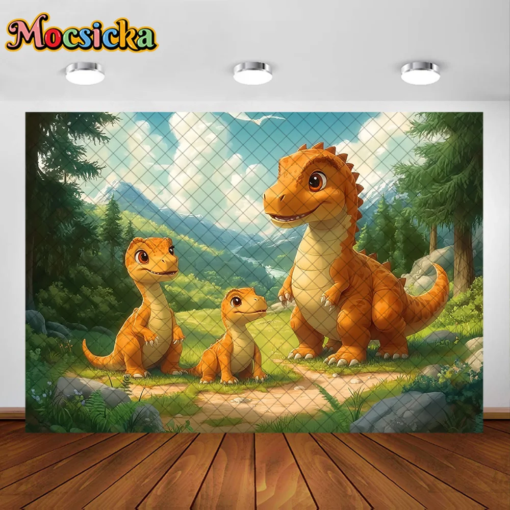 Mocsicka фон для фотосъемки милые маленькие динозавры украшения детский первый день рождения торт Smash портреты фоны для фотографий