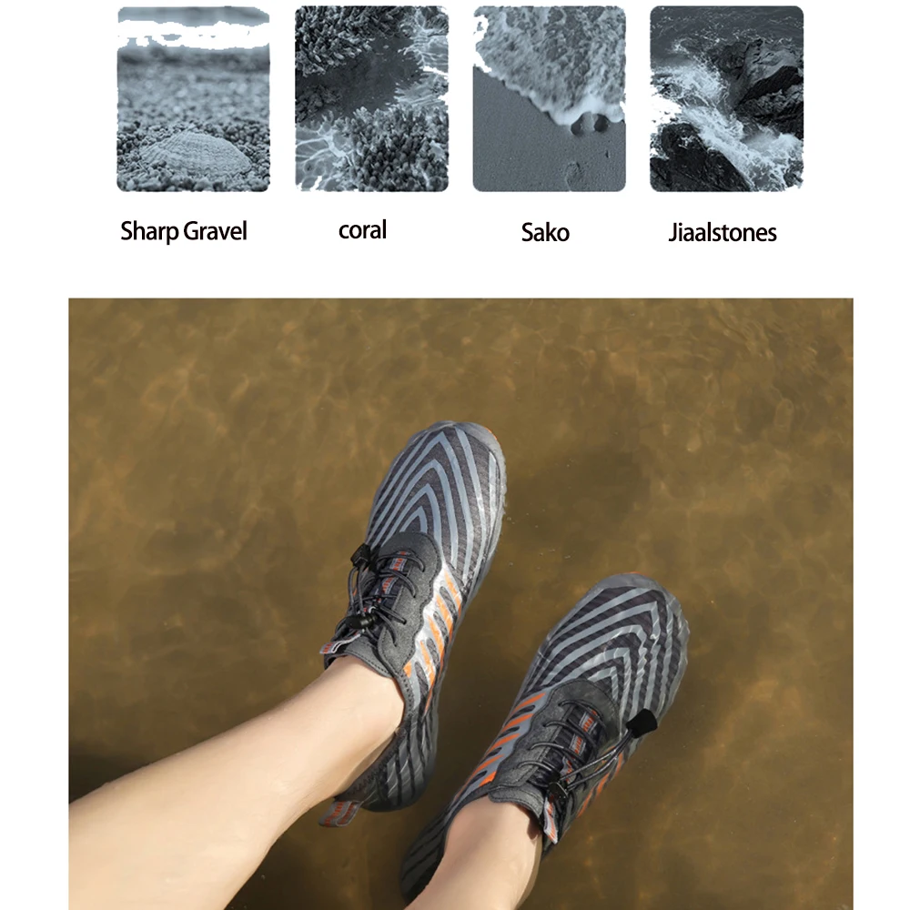 Men Women Water Shoes Upstream Wading Swimming Barefoot Five Fingers Aqua Shoes Colorful Beach Seaside Light Unisex Sneaker